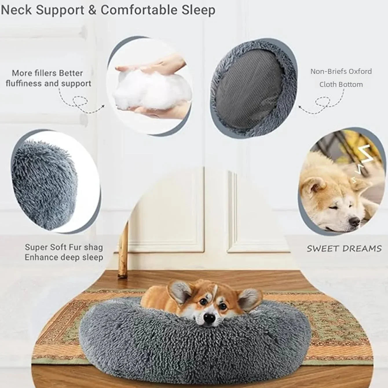 CozyPaws Round Winter Warm Sleeping Bed