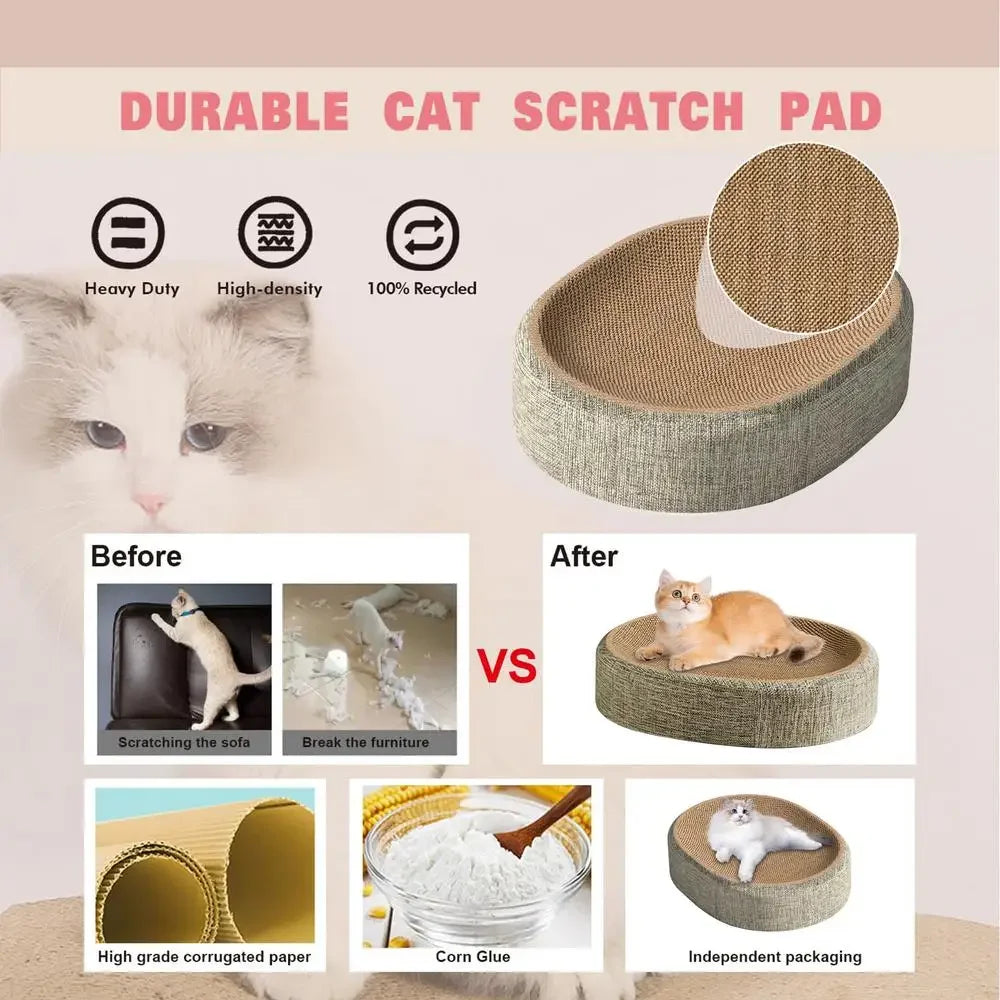 Oval Shaped Scratch Pad for Cats Sisal Scratching Cat Bed Multipurpose Pet Sleeping Mat Wear-Resistant