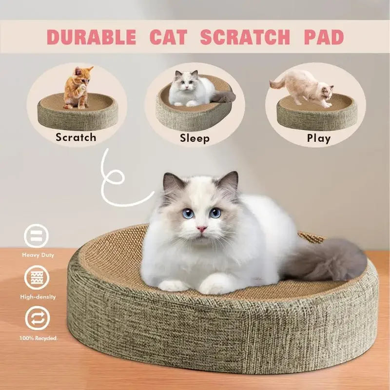 Oval Shaped Scratch Pad for Cats Sisal Scratching Cat Bed Multipurpose Pet Sleeping Mat Wear-Resistant