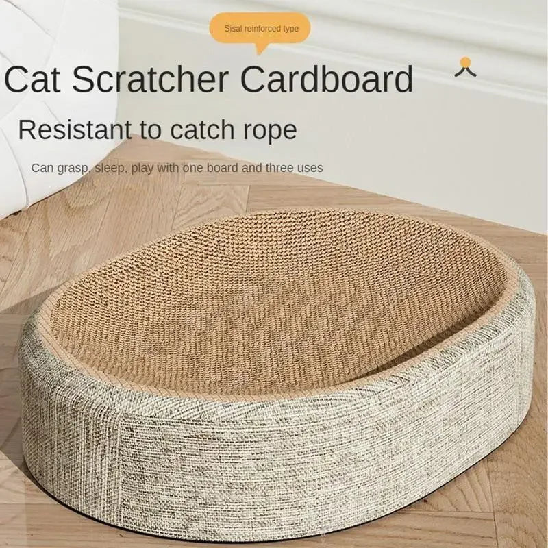 Oval Shaped Scratch Pad for Cats Sisal Scratching Cat Bed Multipurpose Pet Sleeping Mat Wear-Resistant